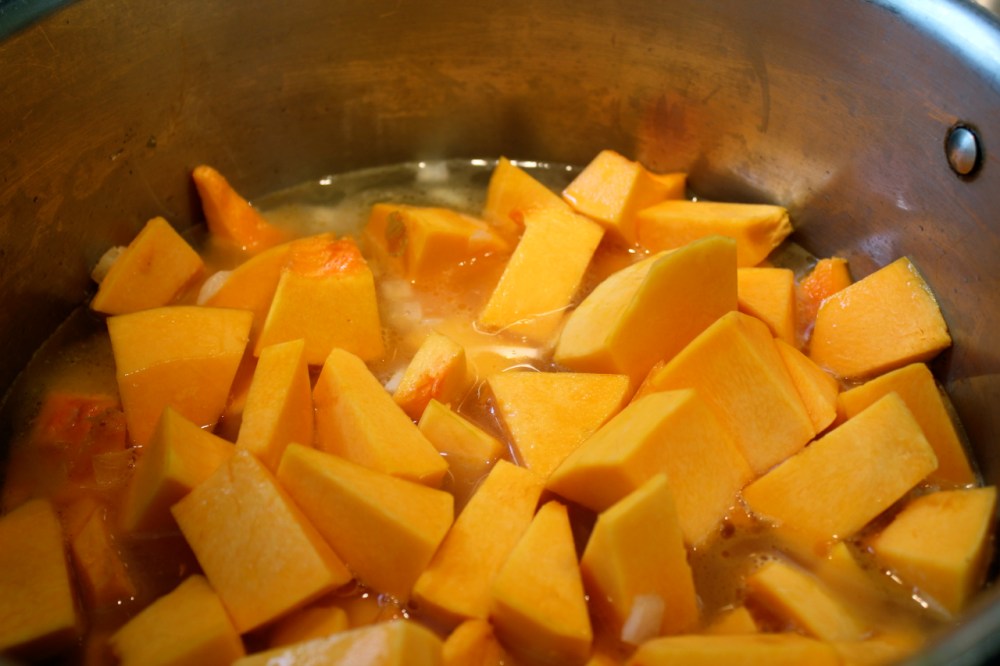 butternut squash in pot with just the right amount of water