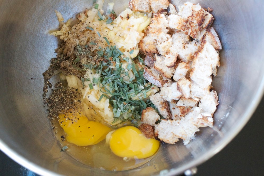 mixture before adding the ground turkey and pork