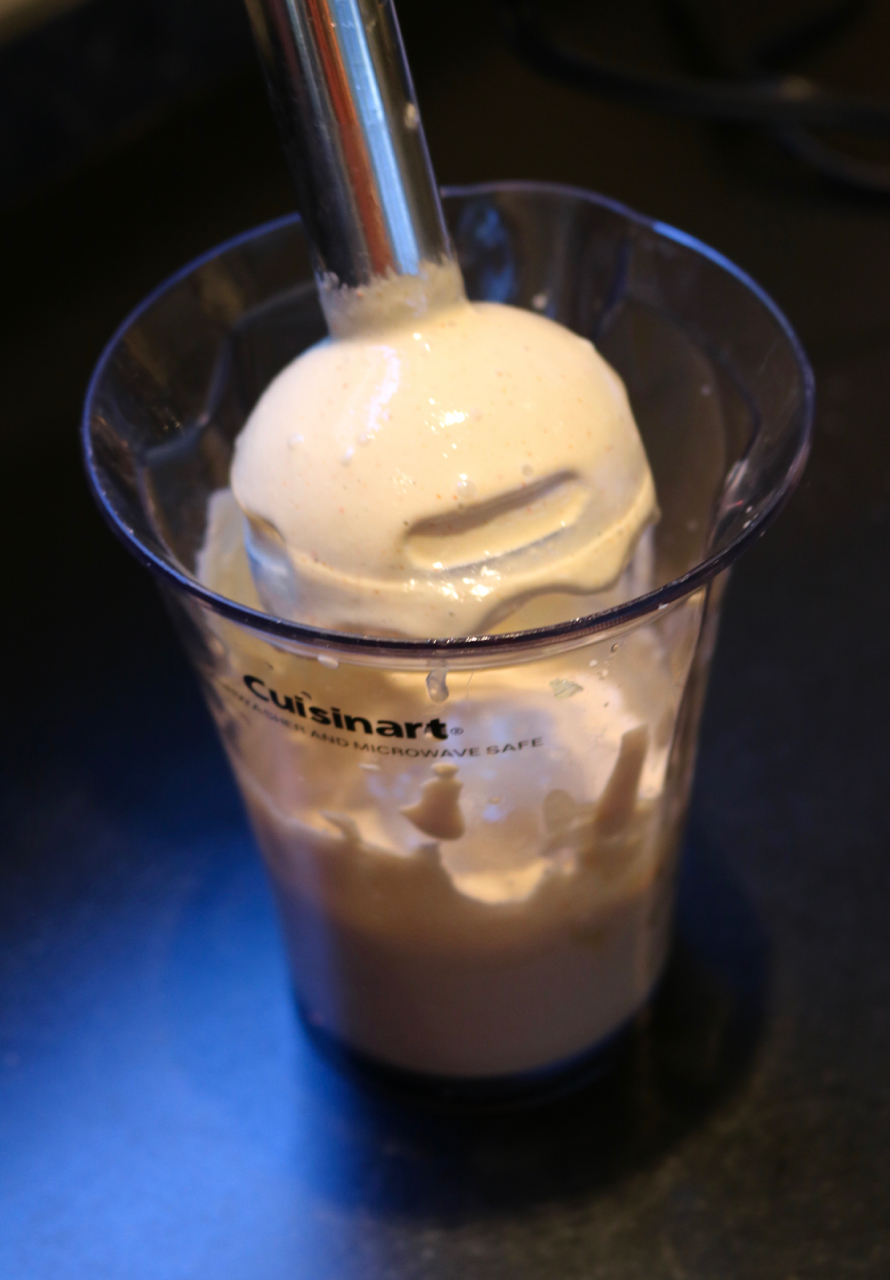 Spicy Tahini Dressing, after a quick blend with immersion blender